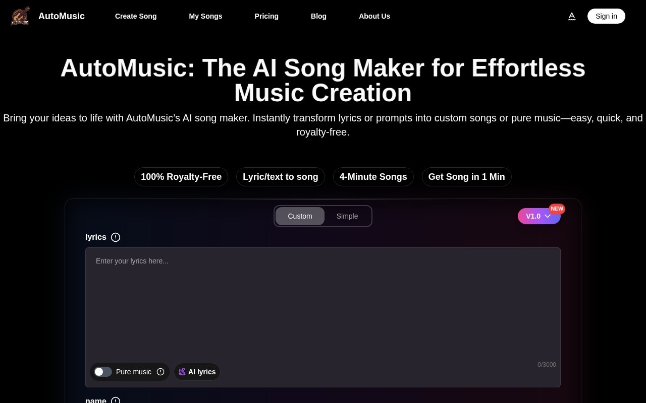 AI Song Maker官网截图