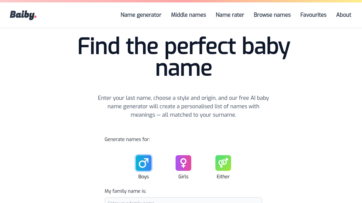 Baiby - Baby Name Generator官网截图