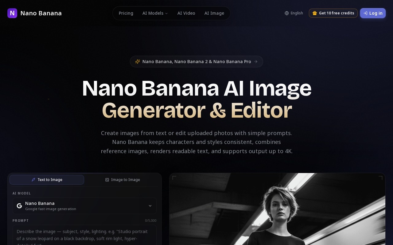 Nano Banana官网截图