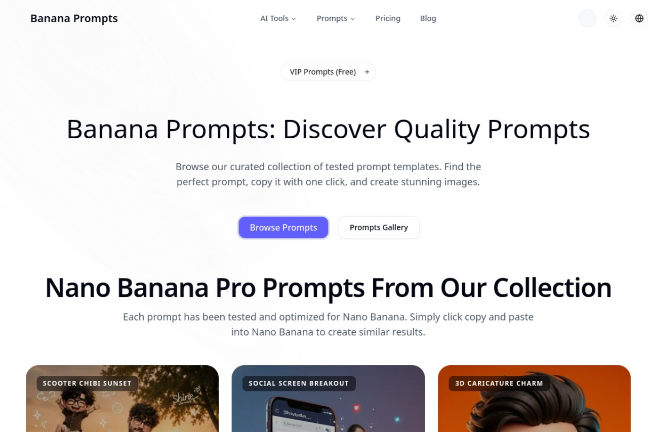 banana prompts官网截图