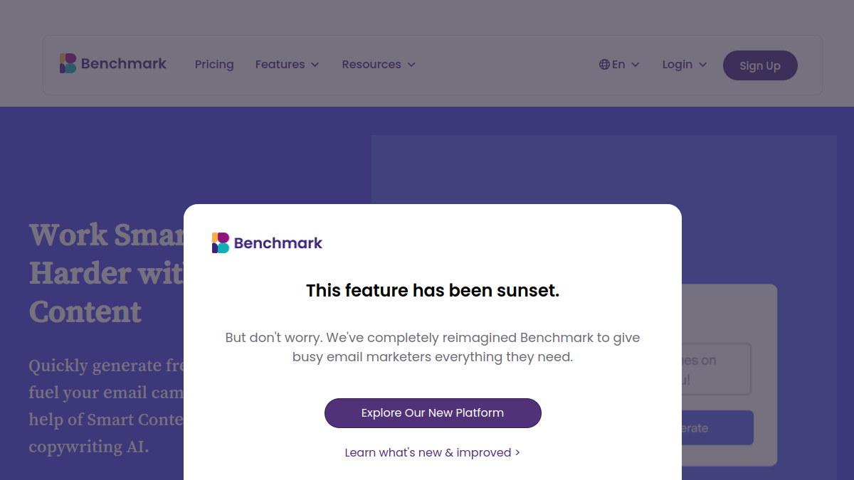 Benchmark Email官网截图