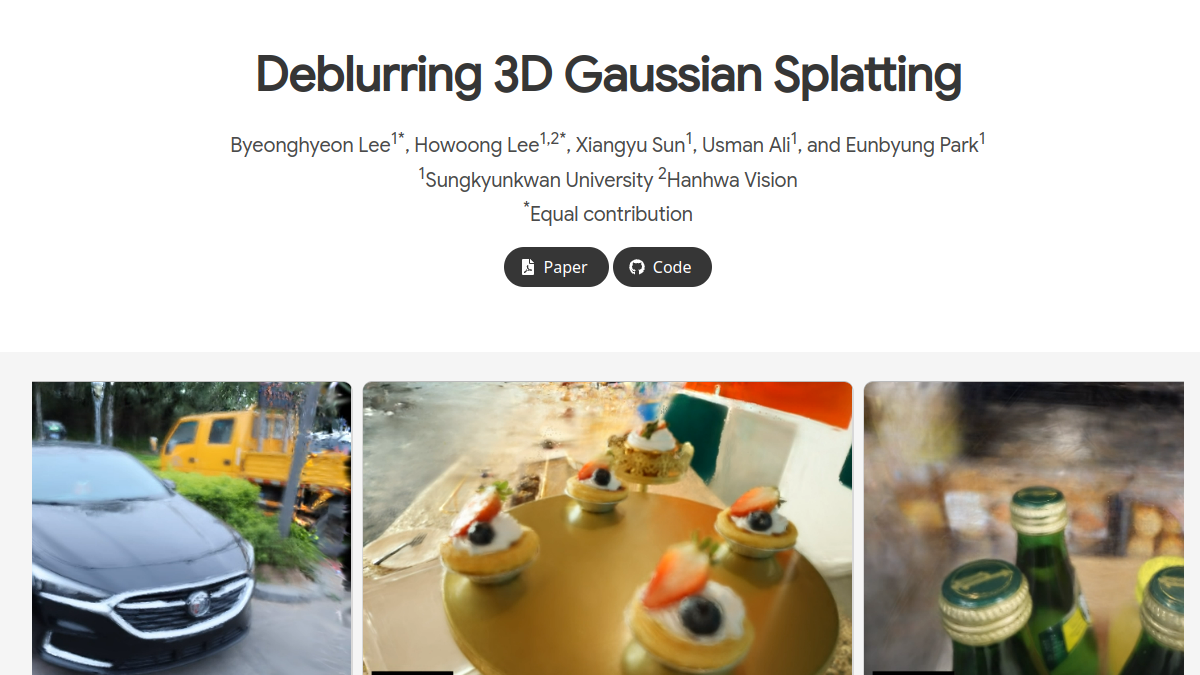 Deblurring 3D Gaussian Splatting官网截图