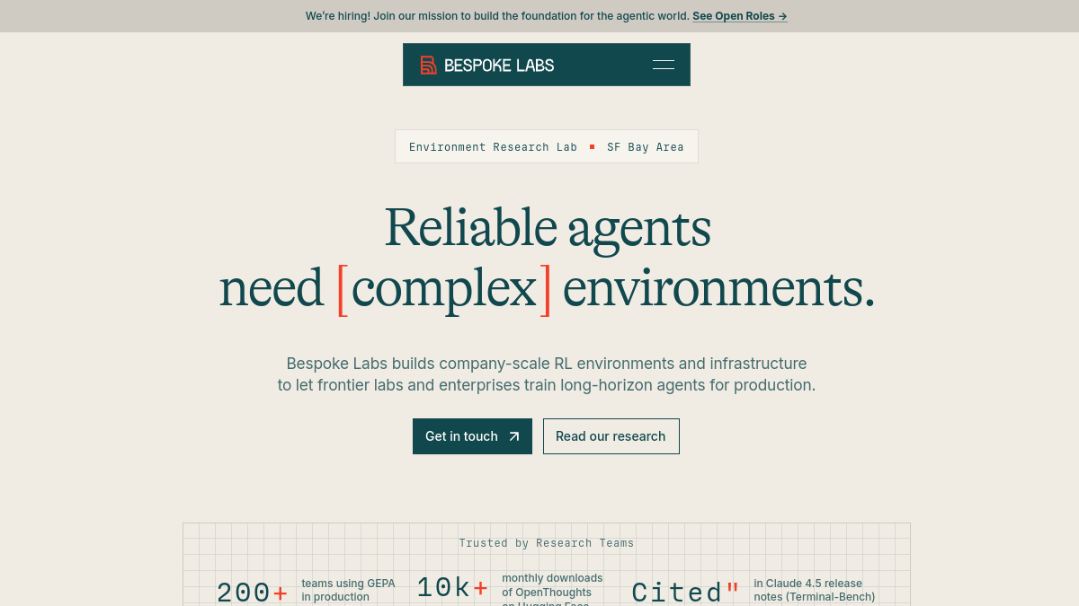 Bespoke Labs官网截图