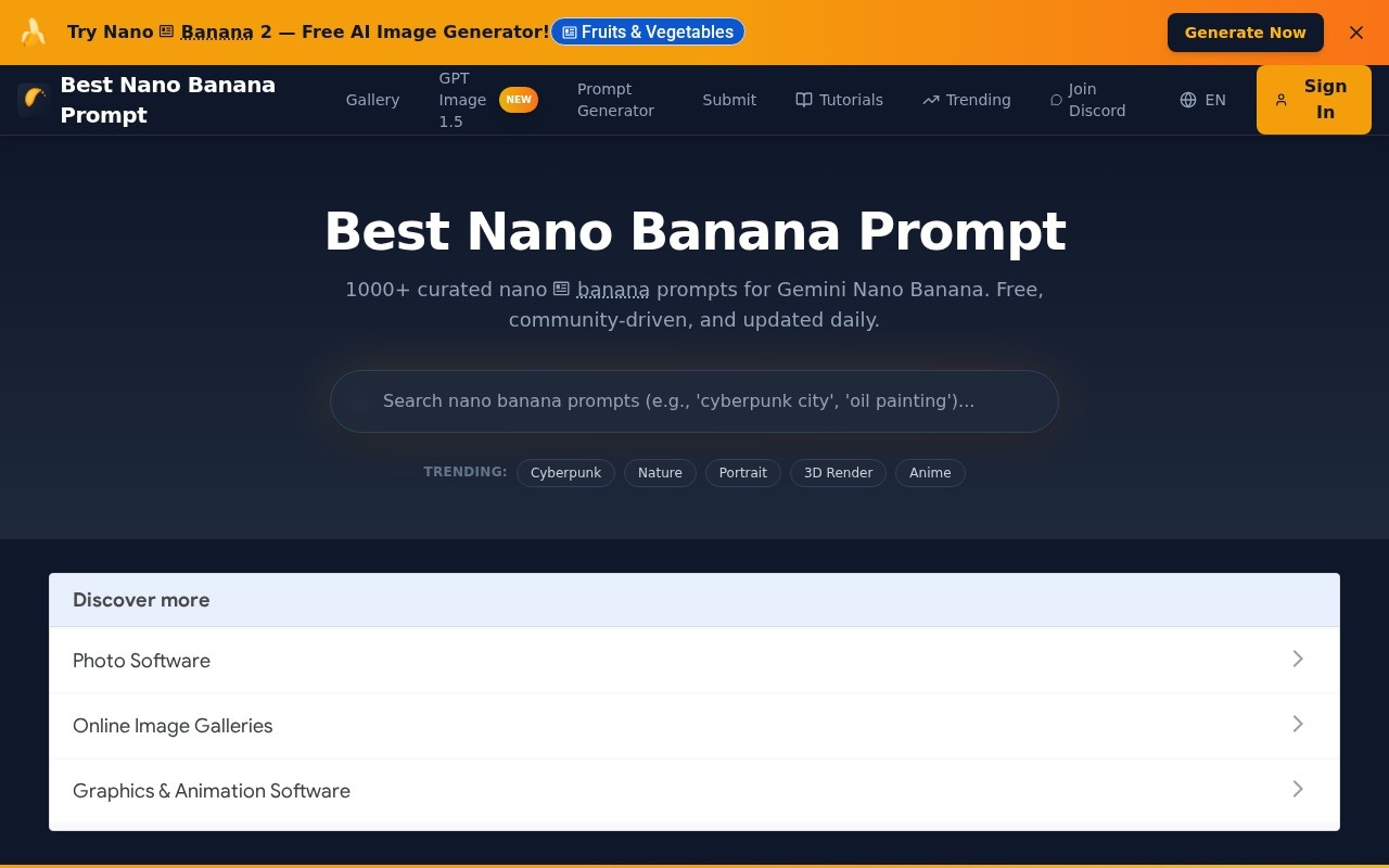 Best Nano Banana Prompt官网截图