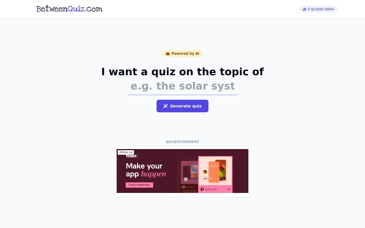 Betweenquiz官网截图
