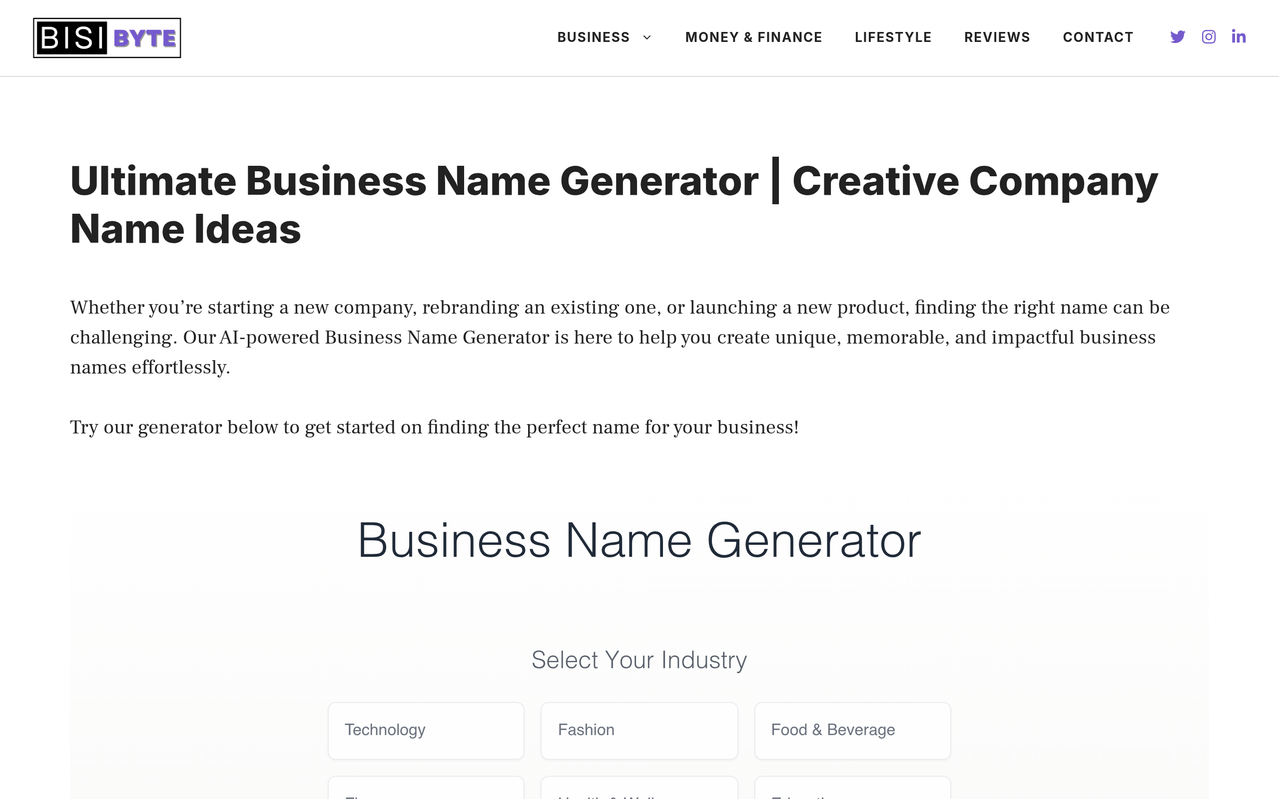 Bisibyte Business Name Generator官网截图