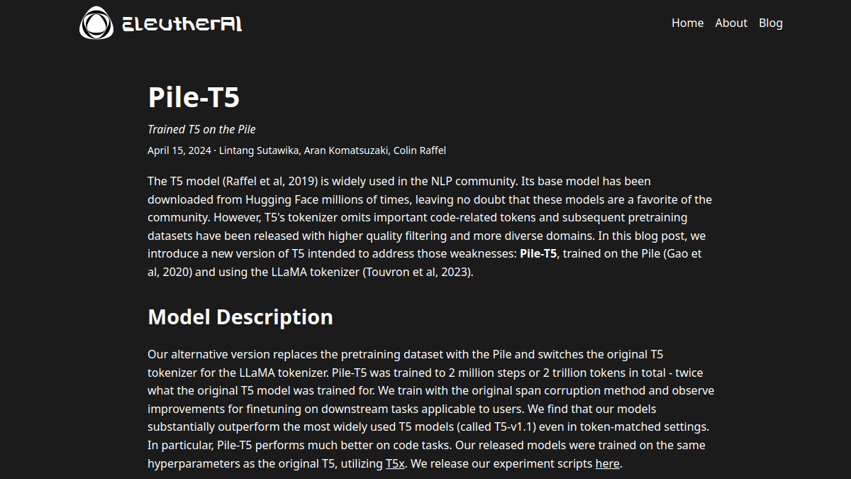 Pile-T5官网截图