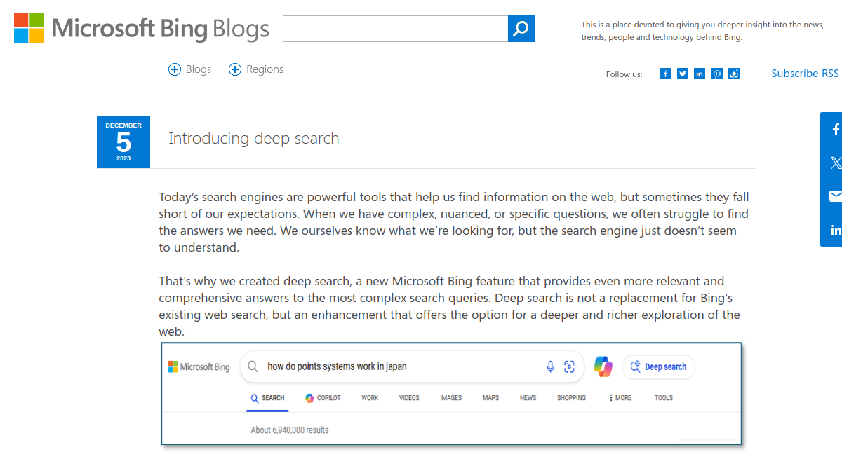Bing Deep Search官网截图