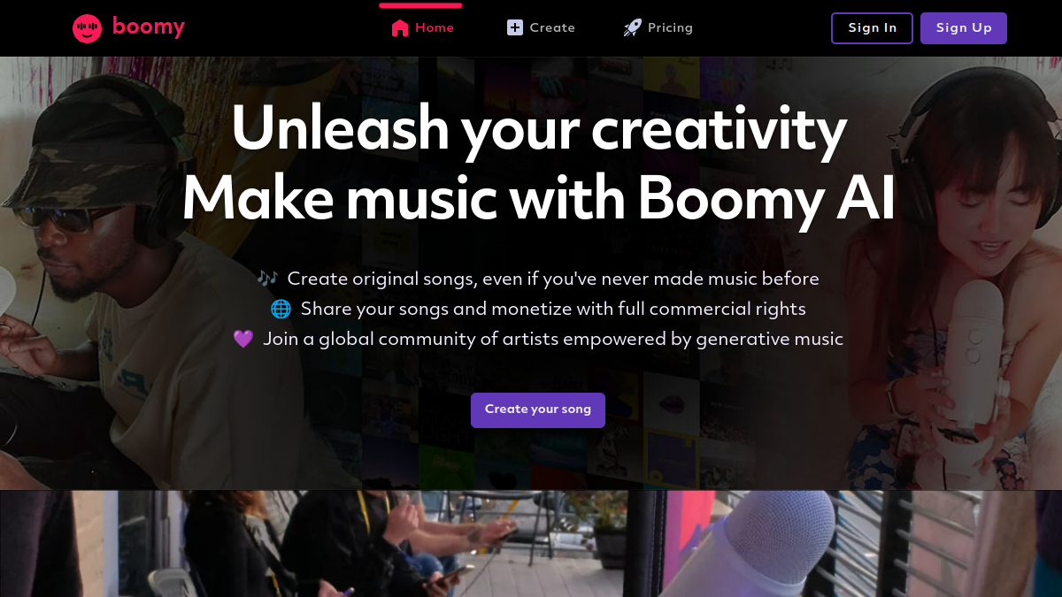 Boomy官网截图
