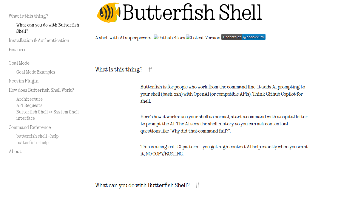 Butterfish Shell官网截图