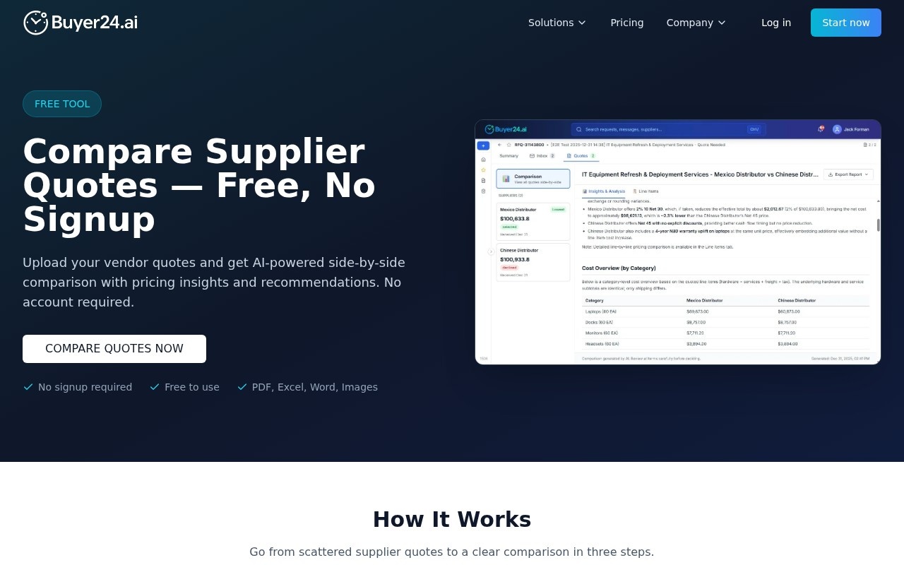 Buyer24 free quote comparison官网截图