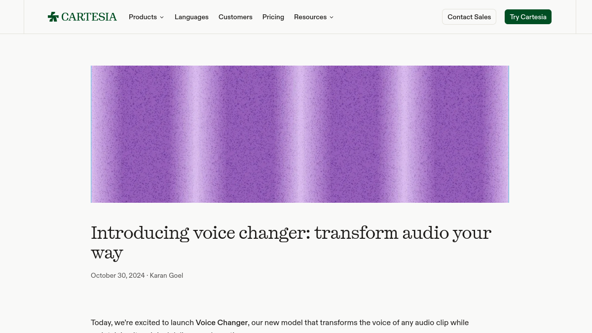 Cartesia Voice Changer官网截图