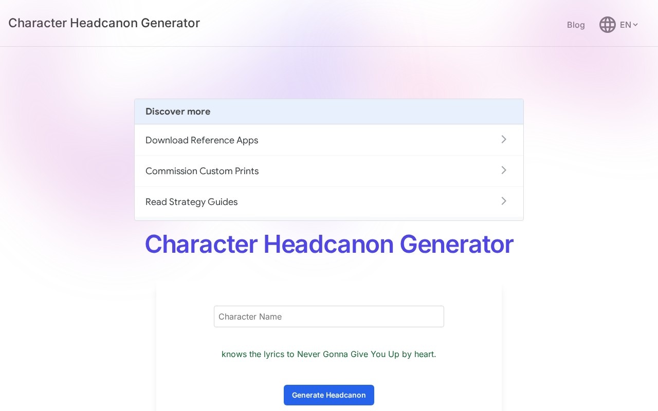Character Headcanon Generator官网截图