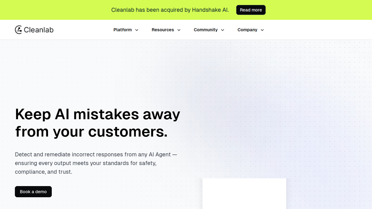 Trustworthy Language Model (TLM)官网截图