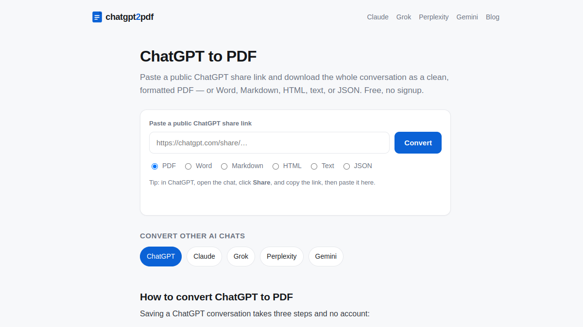 chatGpt to pdf of chrome plugin官网截图