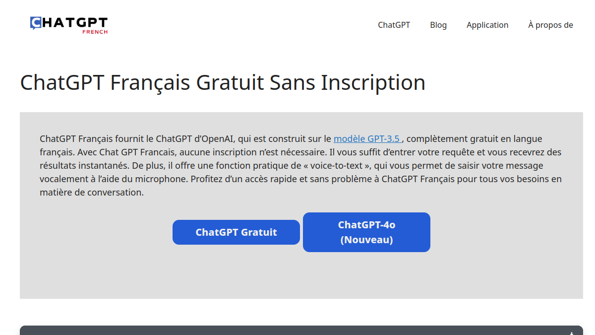 ChatGPT Français (French)官网截图