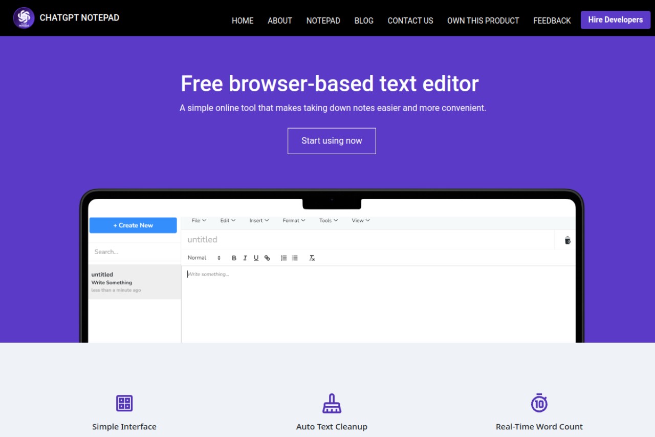 ChatGPT Notepad官网截图
