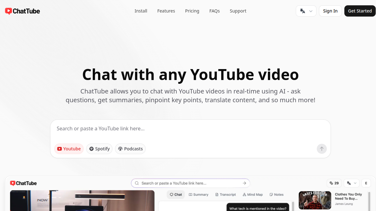 ChatTube官网截图