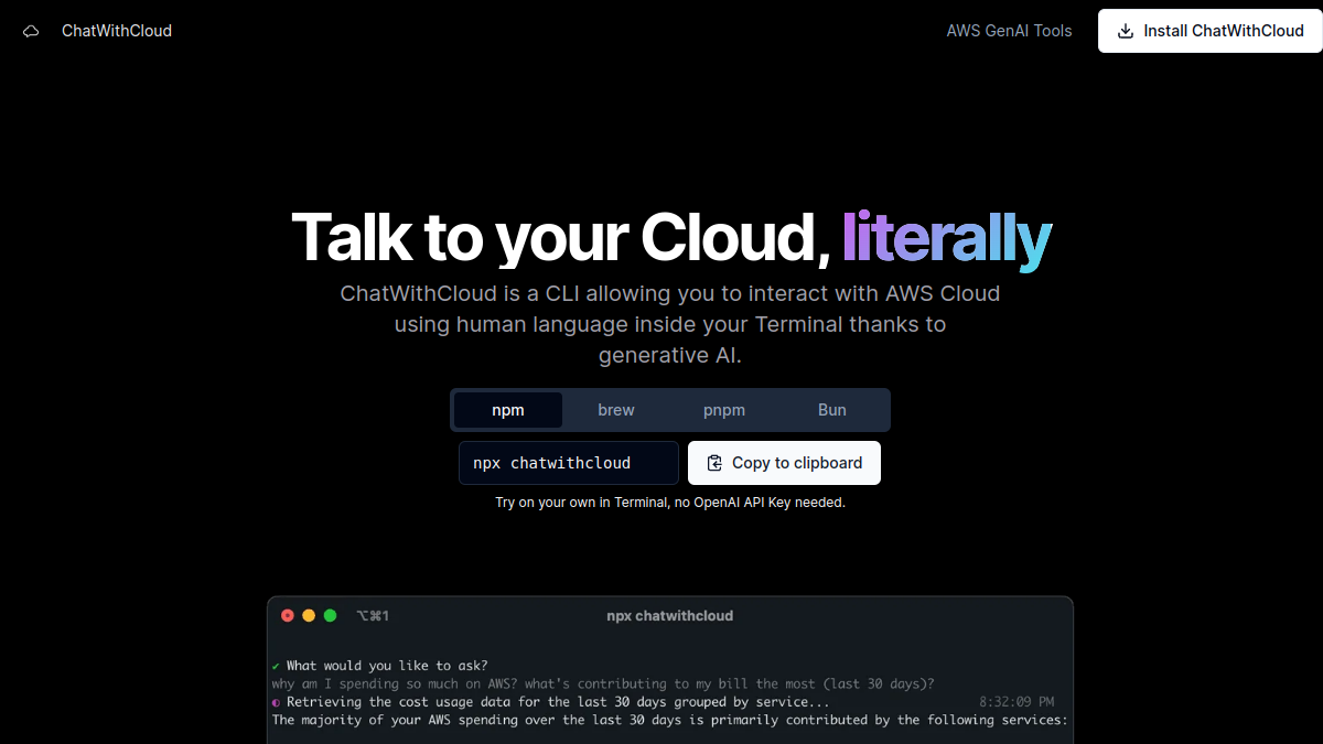 ChatWithCloud官网截图
