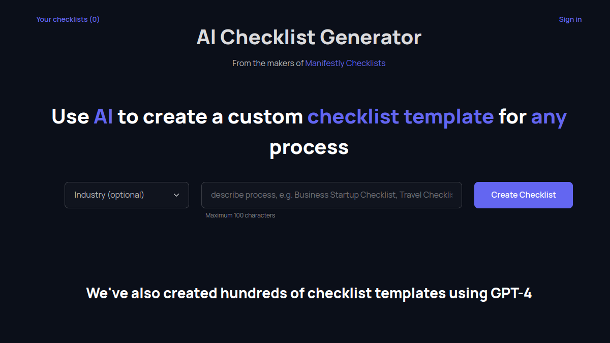 Checklistgenerator AI官网截图