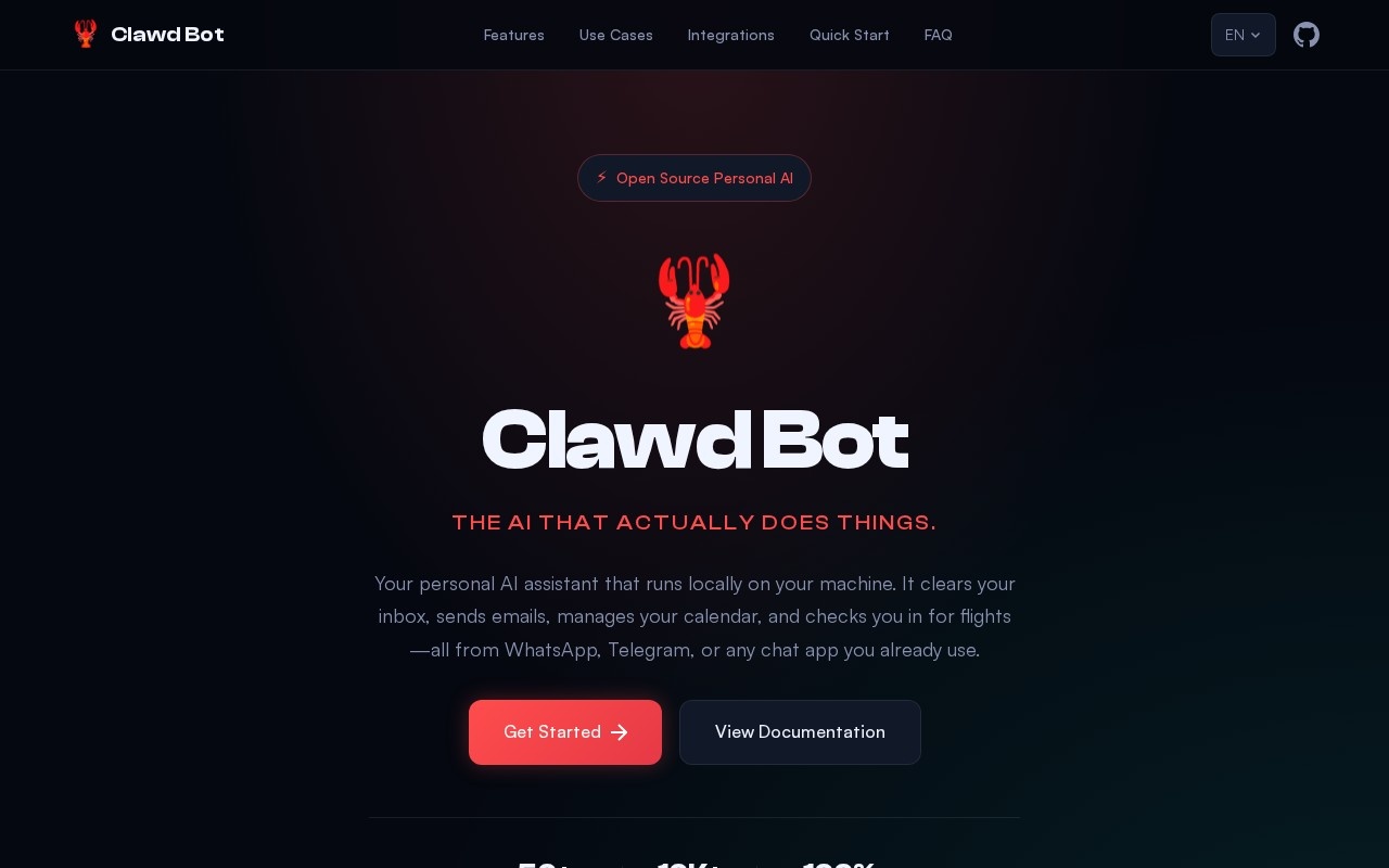 Clawd Bot官网截图