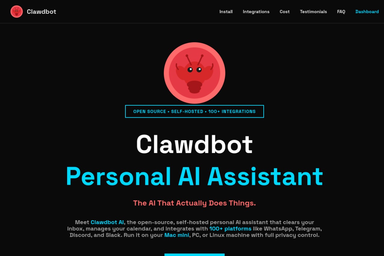 Clawdbot AI官网截图