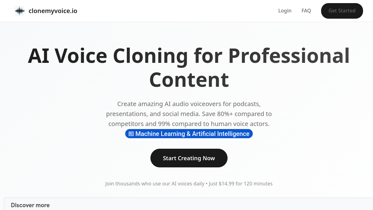 Clone Anyone's voice in seconds with AI官网截图