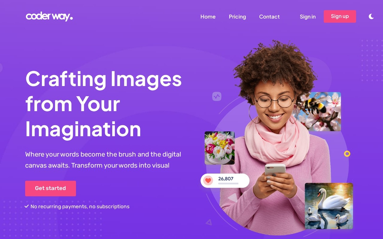 Coderway AI image generator官网截图