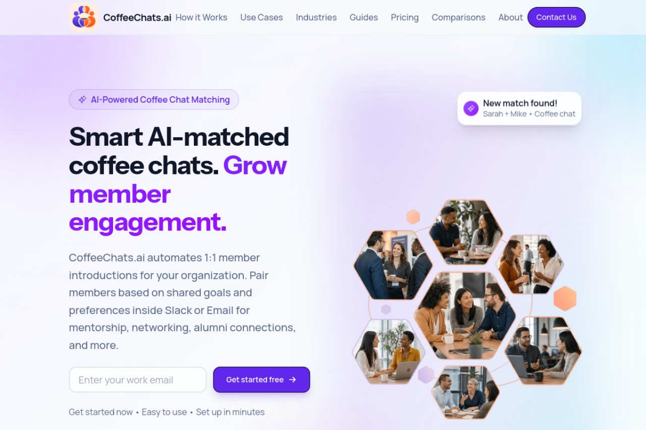 CoffeeChats.ai - 1:1 Intros for Mentorship, Employee Engagement, Communities官网截图