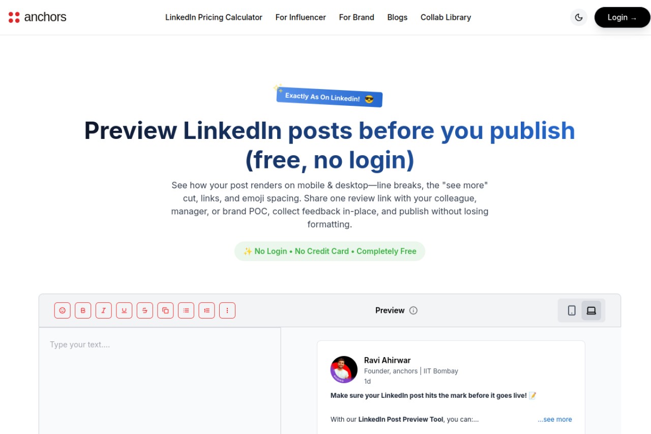 LinkedIn Post Preview Generator官网截图