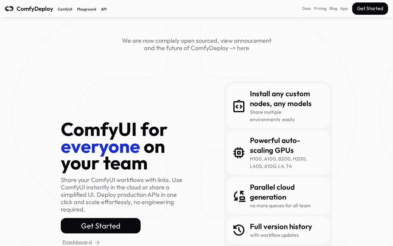 Comfy Deploy官网截图