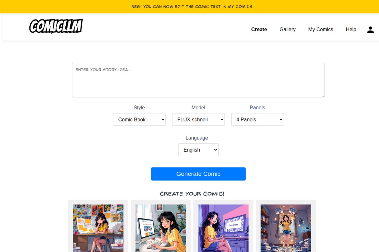 Comic LLM官网截图