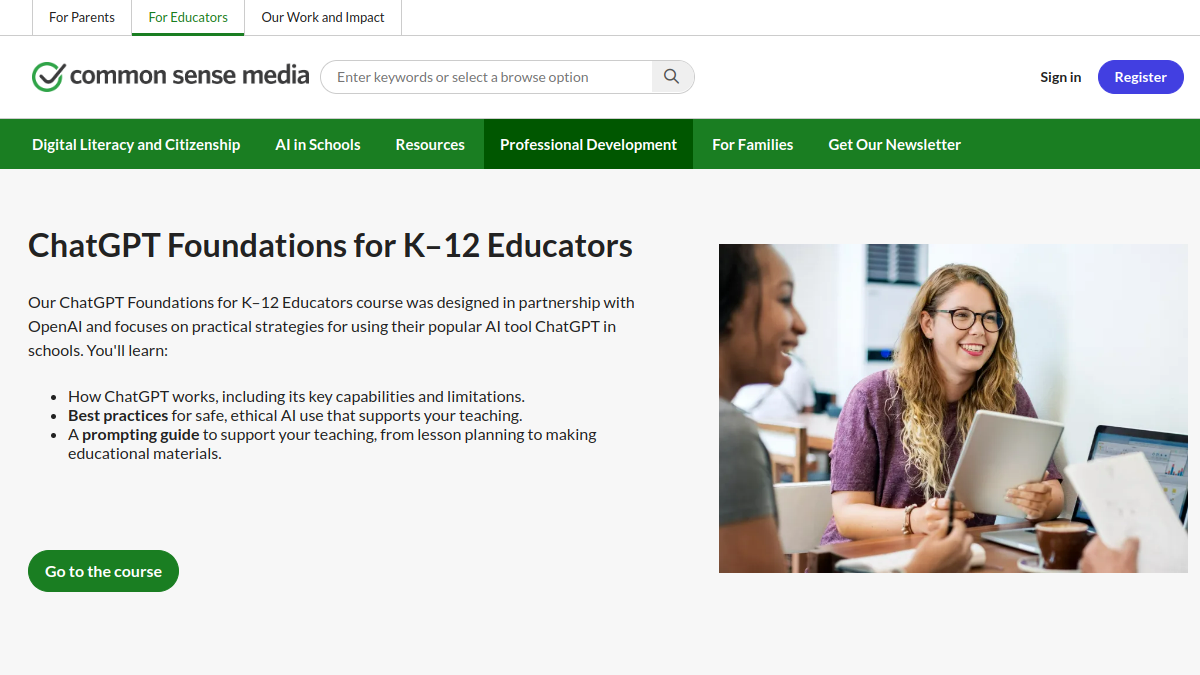 ChatGPT Foundations for K-12 Educators官网截图