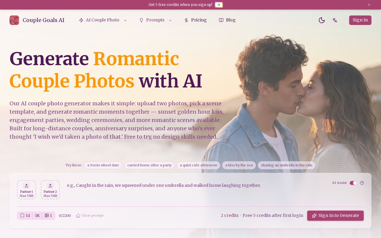 Couple Goals AI官网截图
