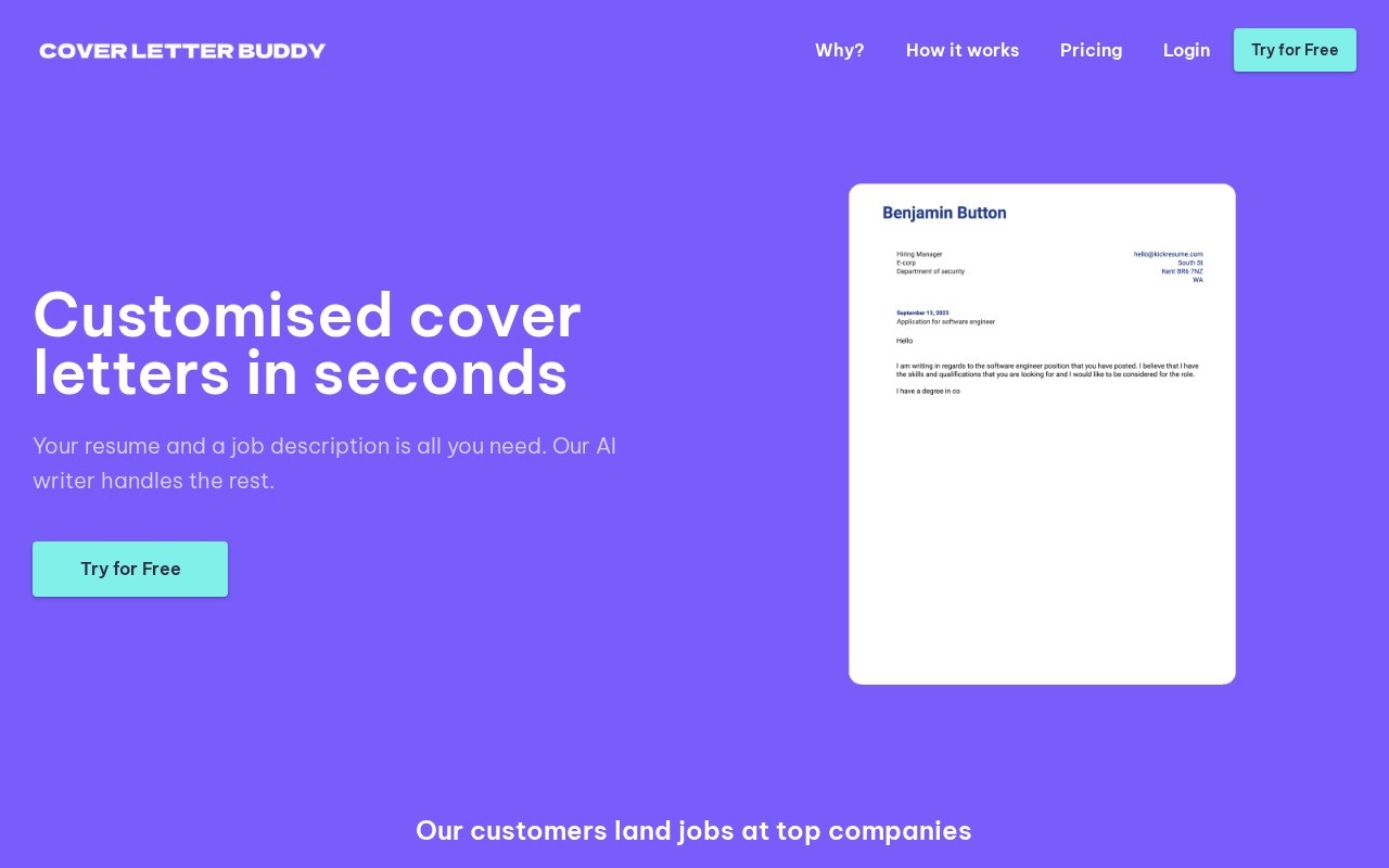 Cover Letter Buddy官网截图