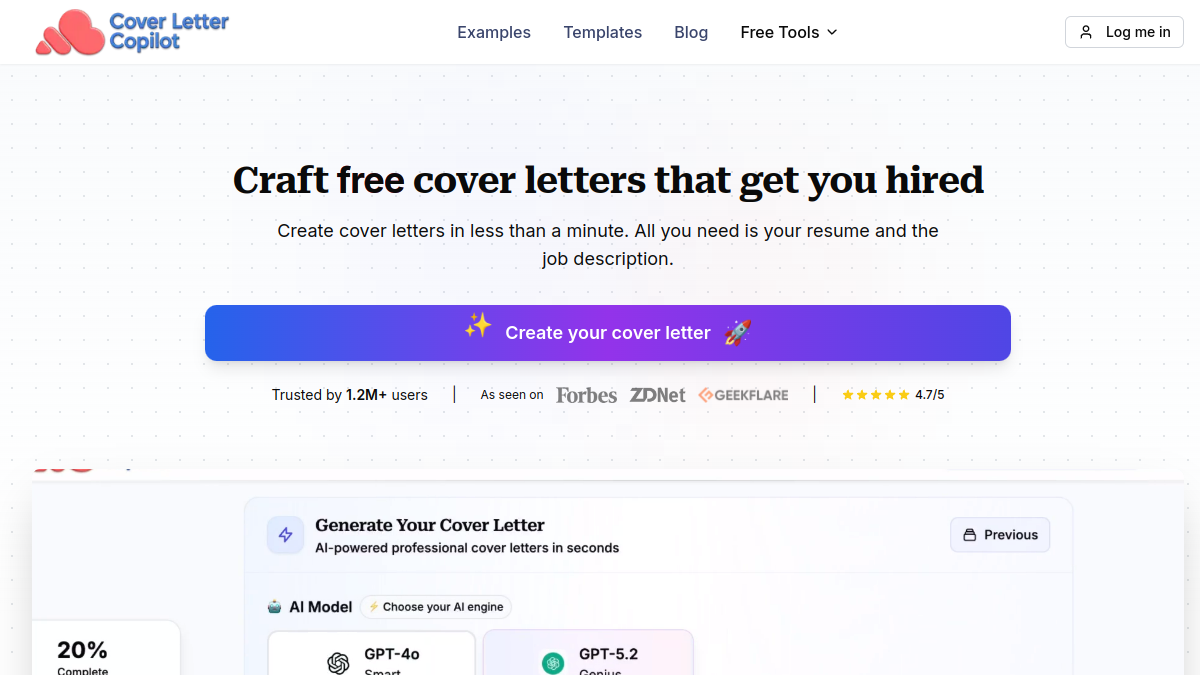 Cover Letter Copilot官网截图