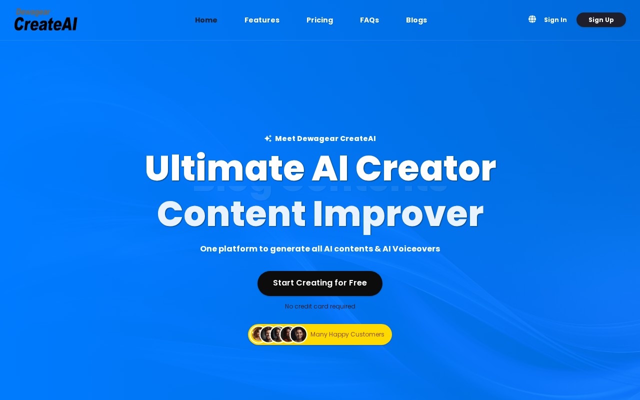 DaVinci AI (Dewagear CreateAI)官网截图