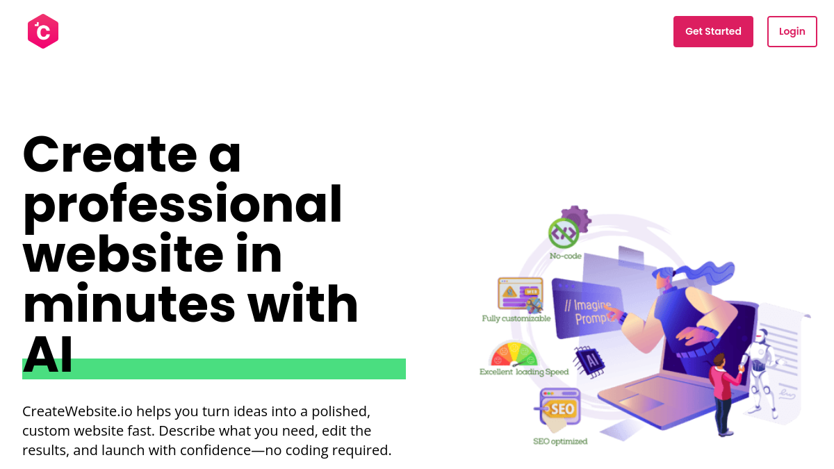 CreateWebsite.io官网截图