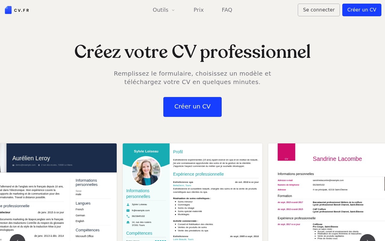 CV.fr官网截图