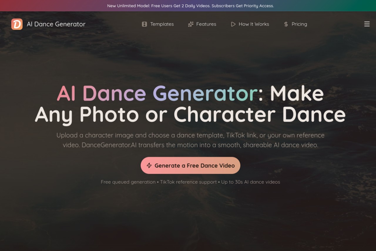 AI Dance Generator | DanceGenerator.AI官网截图