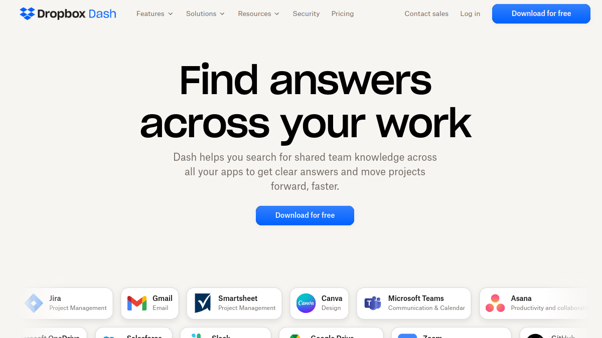 Dropbox Dash官网截图
