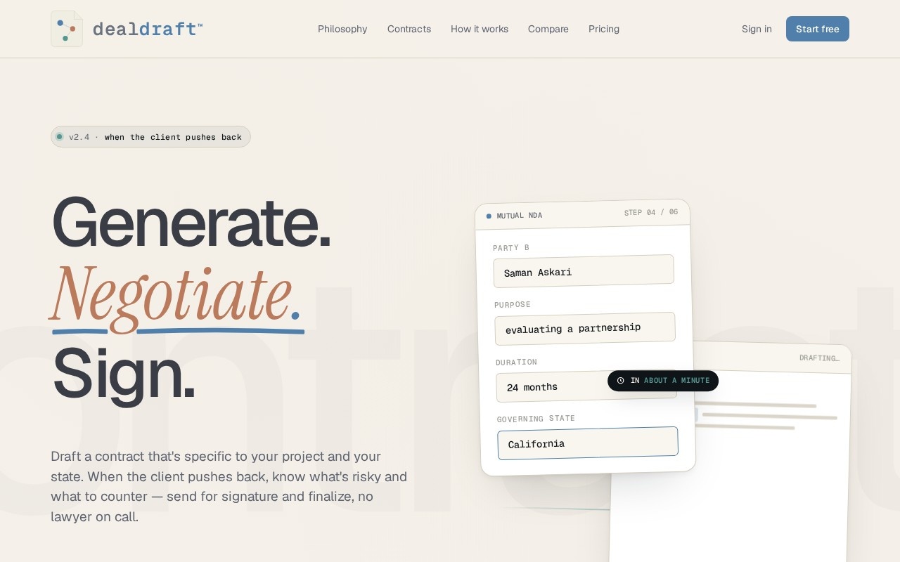 DealDraft AI官网截图