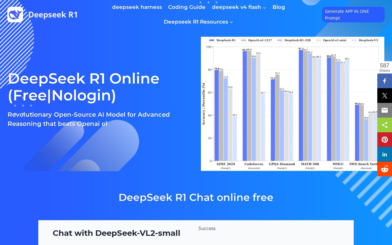 DeepSeek R1 Online官网截图