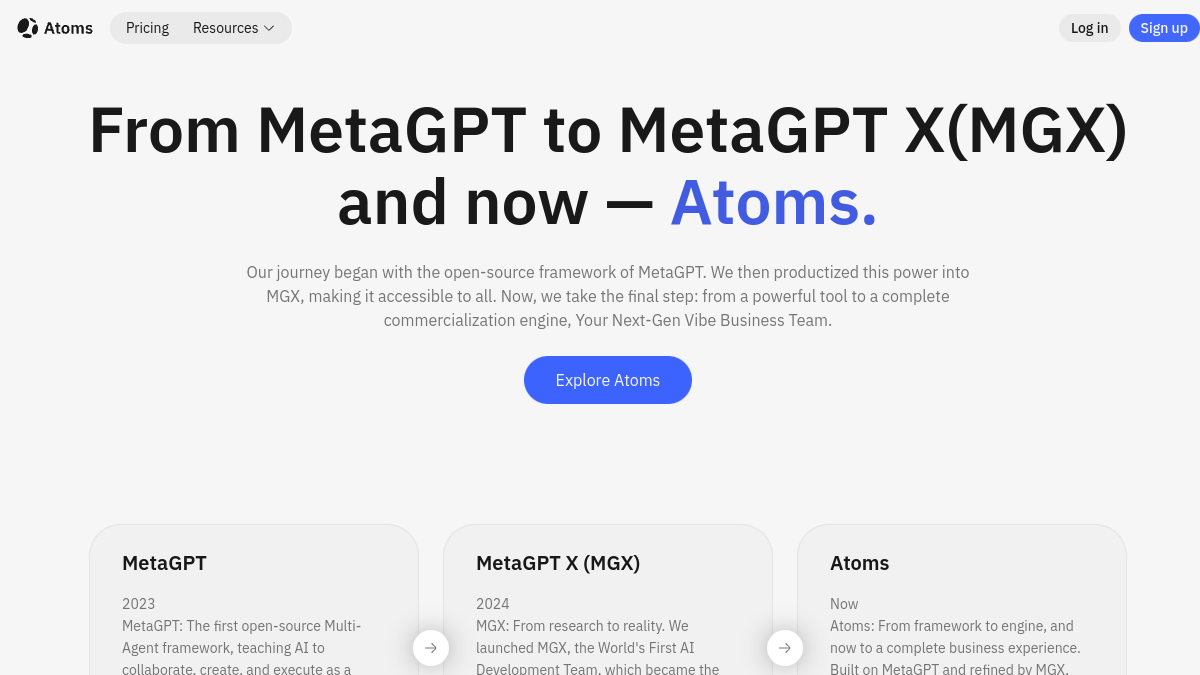 MetaGPT Framework官网截图