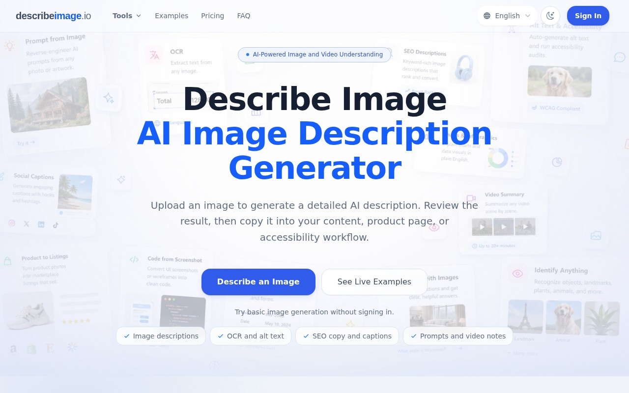 Describe Image官网截图