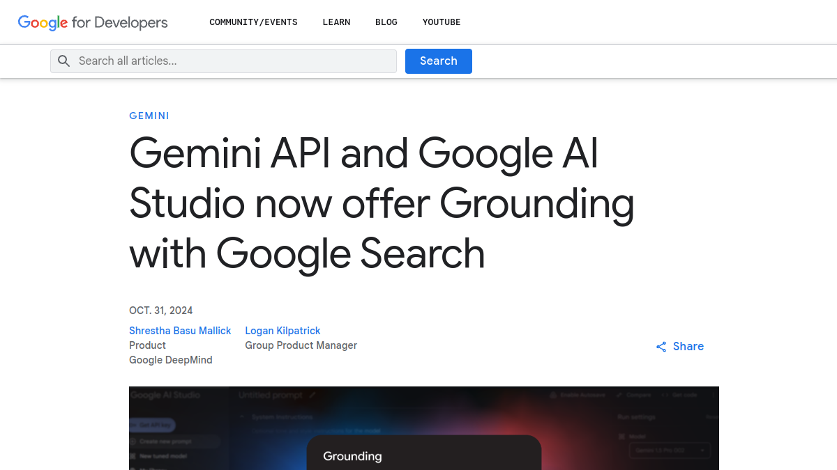 Grounding with Google Search官网截图