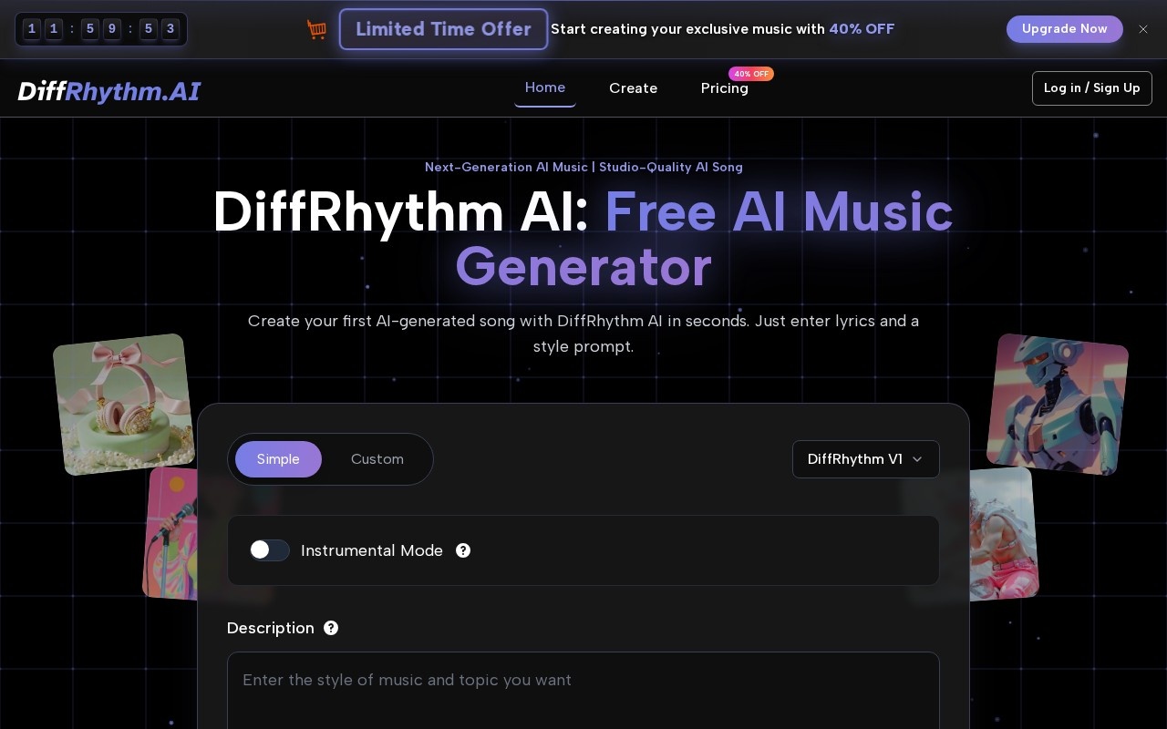 DiffRhythm AI官网截图