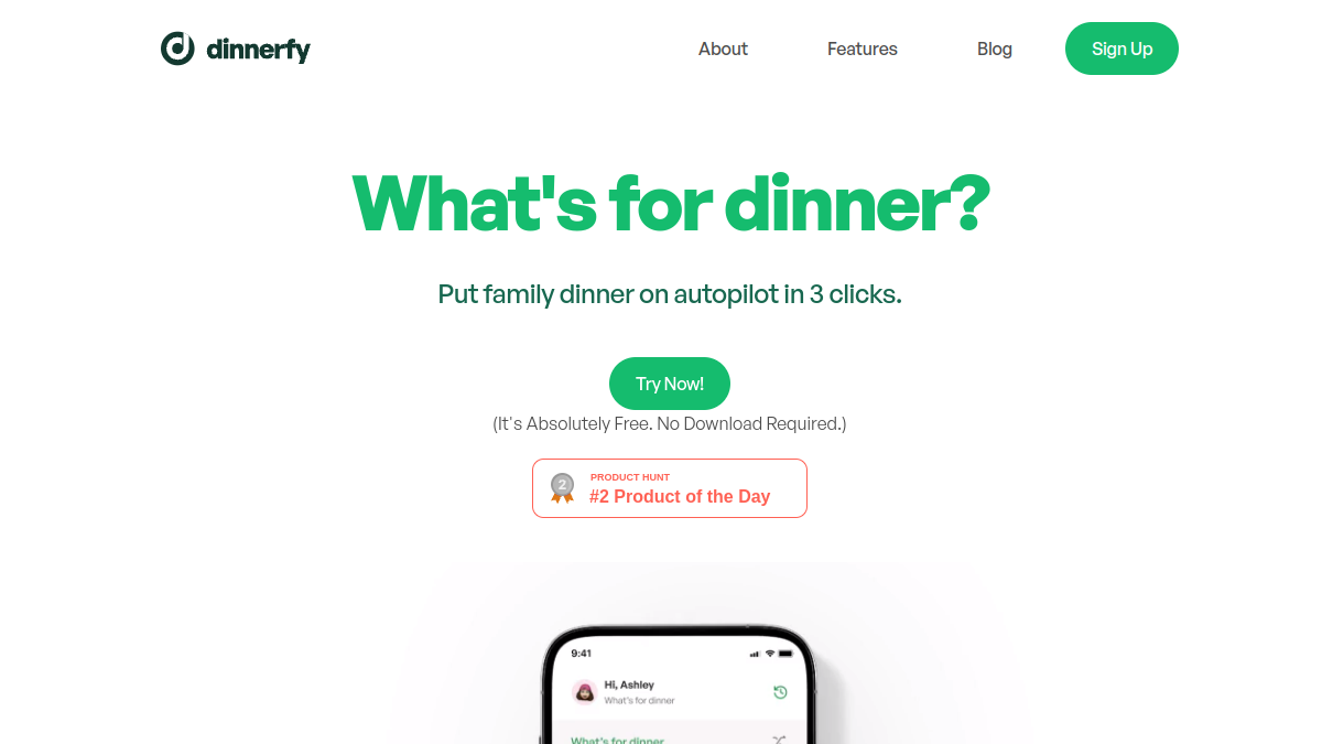 Dinnerfy官网截图