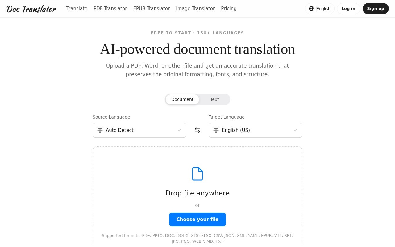 Doc Translator官网截图