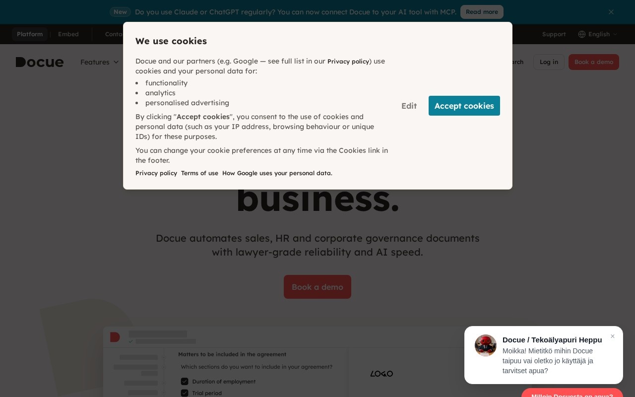 Docue AI官网截图
